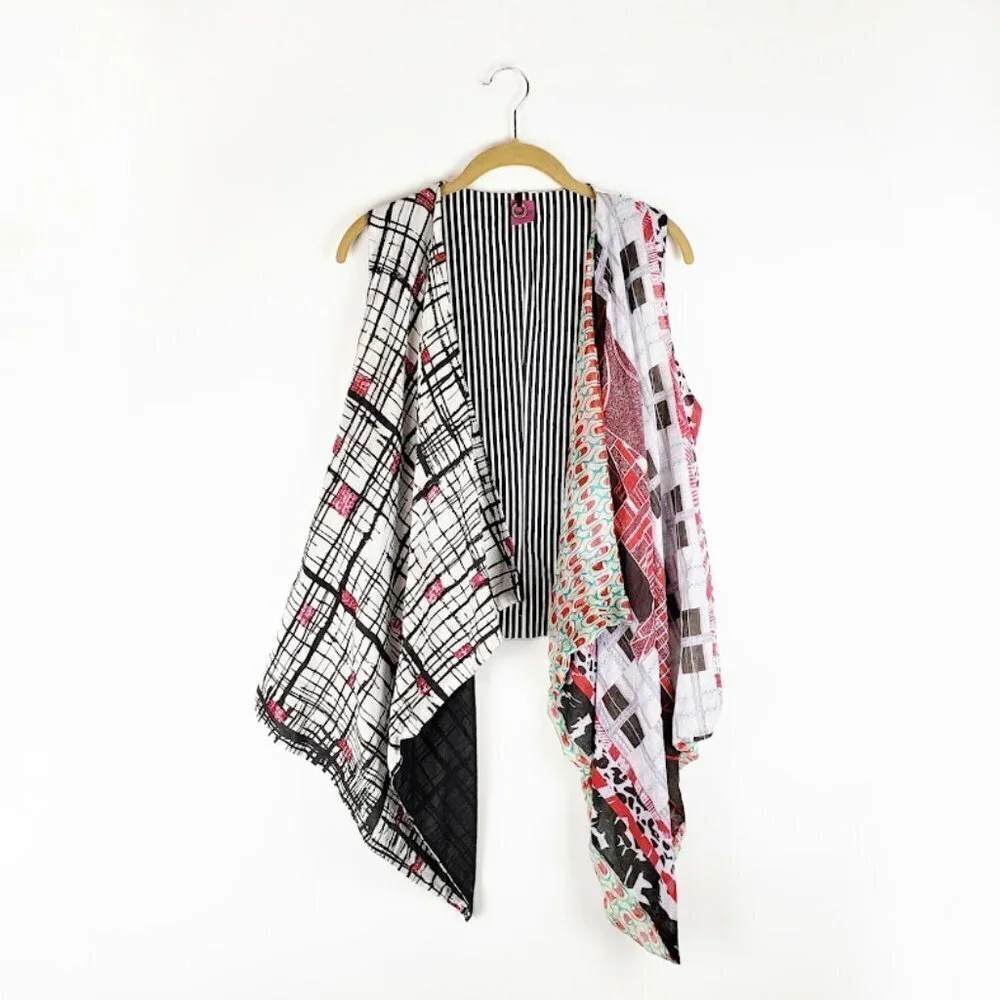 Save the Queen Vest Waterfall Scarf Patchwork Avant Garde Womens Size Small